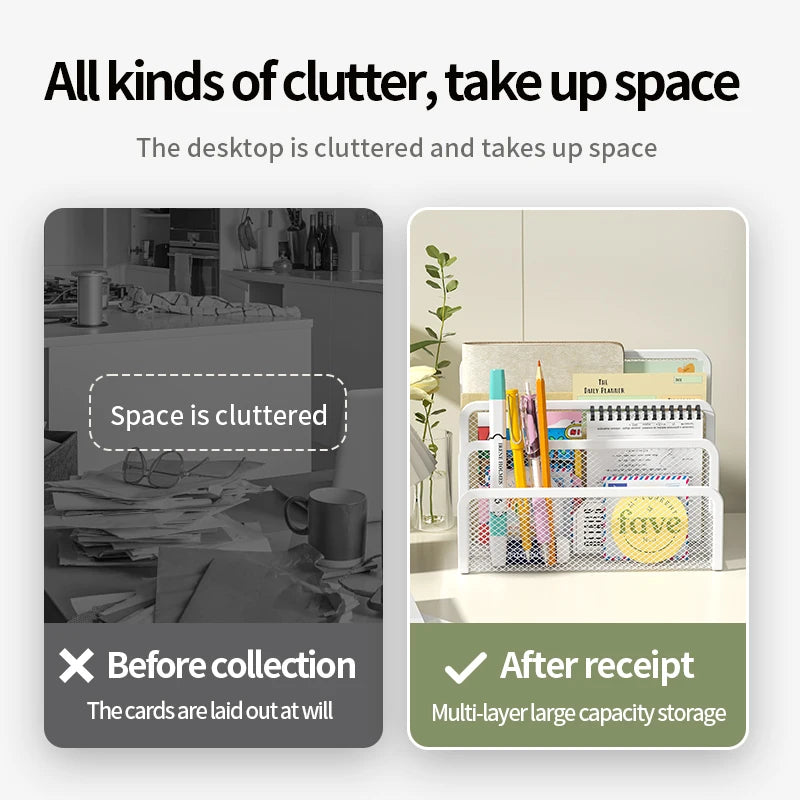 Metal Mesh Desk Mail Organizer - Small File Holder for Documents and Papers - ZOOMNSTORE