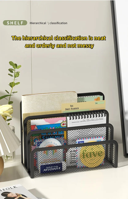 Metal Mesh Desk Mail Organizer - Small File Holder for Documents and Papers - ZOOMNSTORE