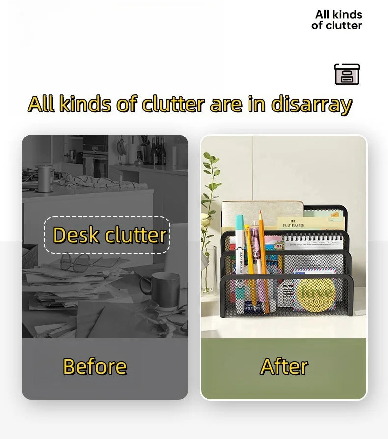 Metal Mesh Desk Mail Organizer - Small File Holder for Documents and Papers - ZOOMNSTORE