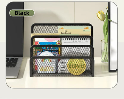 Metal Mesh Desk Mail Organizer - Small File Holder for Documents and Papers - ZOOMNSTORE