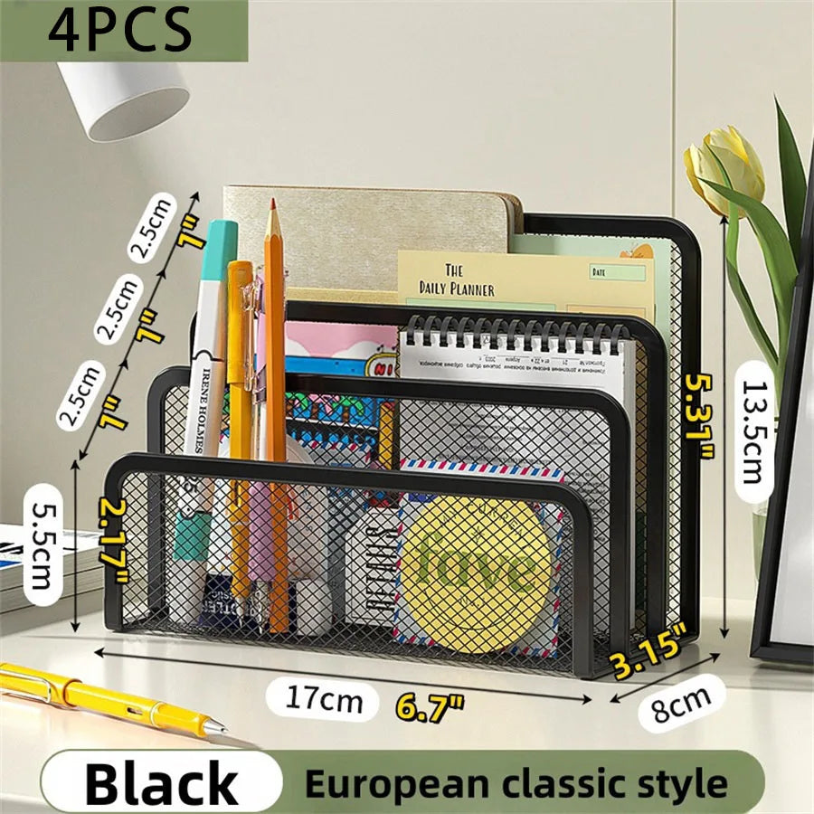 Metal Mesh Desk Mail Organizer - Small File Holder for Documents and Papers - ZOOMNSTORE