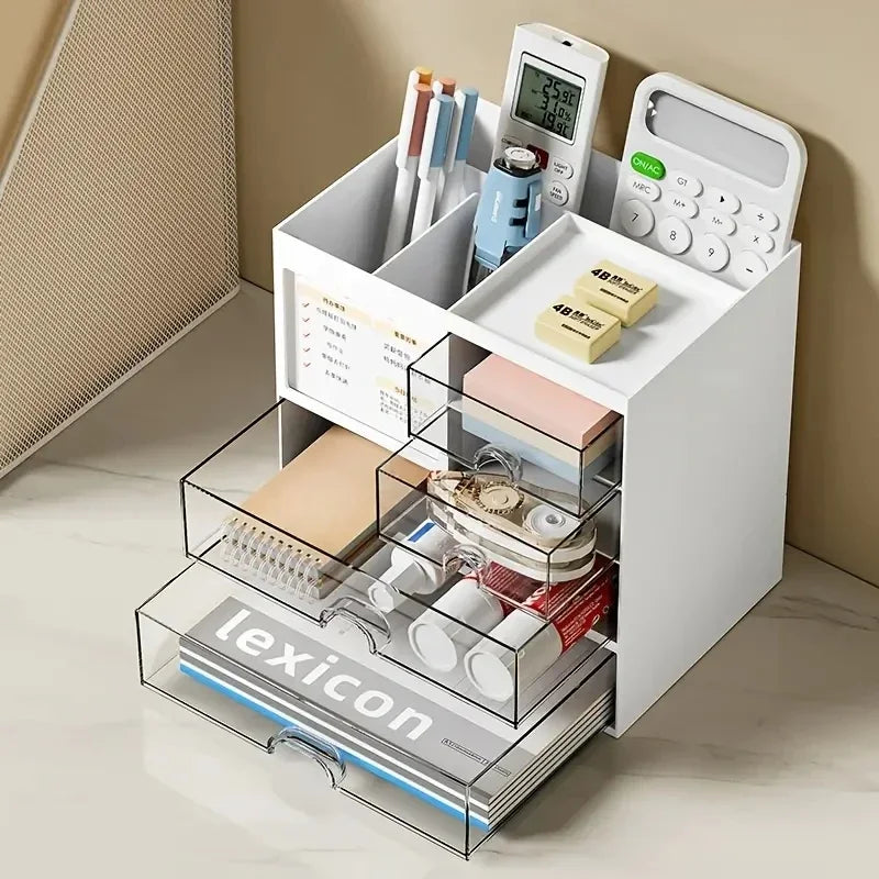 Desk Organizer Box - Desktop Storage Organizer with Drawer Storage & Reasonable Partition - ZOOMNSTORE
