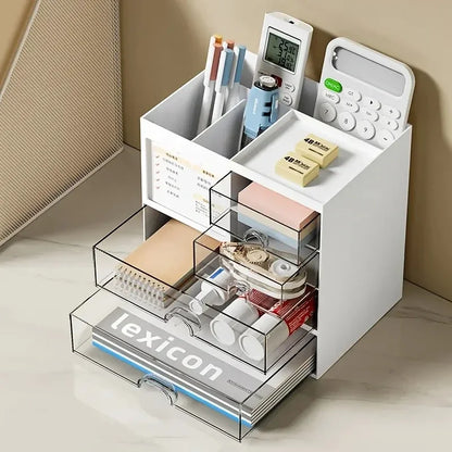 Desk Organizer Box - Desktop Storage Organizer with Drawer Storage & Reasonable Partition - ZOOMNSTORE