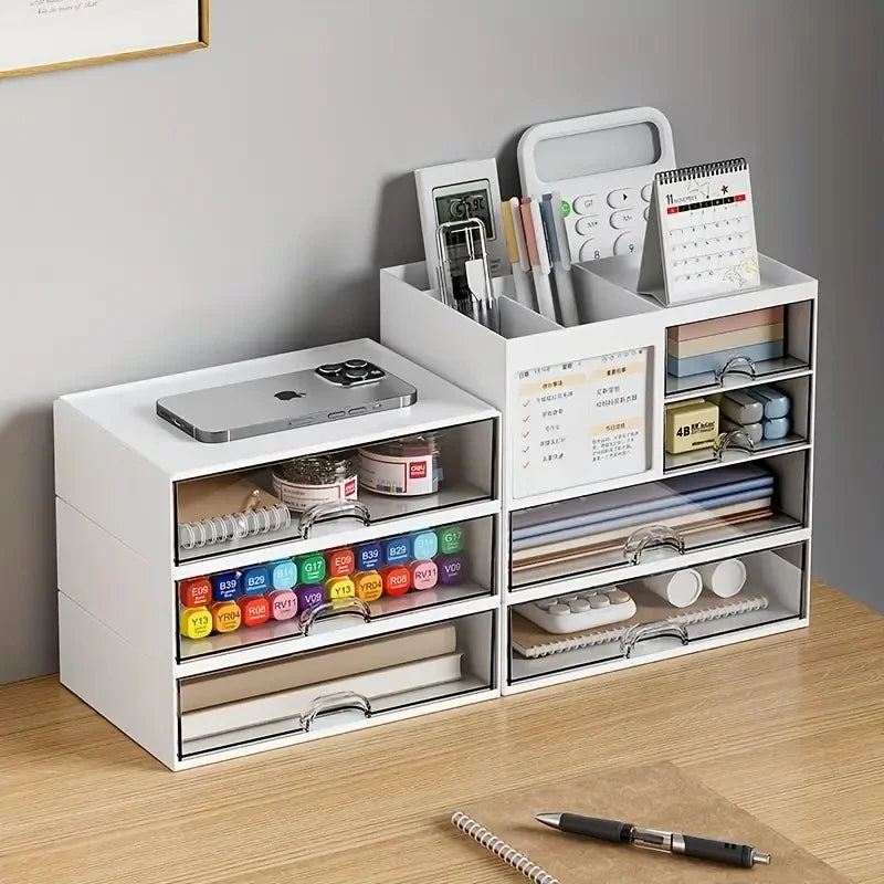 Desk Organizer Box - Desktop Storage Organizer with Drawer Storage & Reasonable Partition - ZOOMNSTORE
