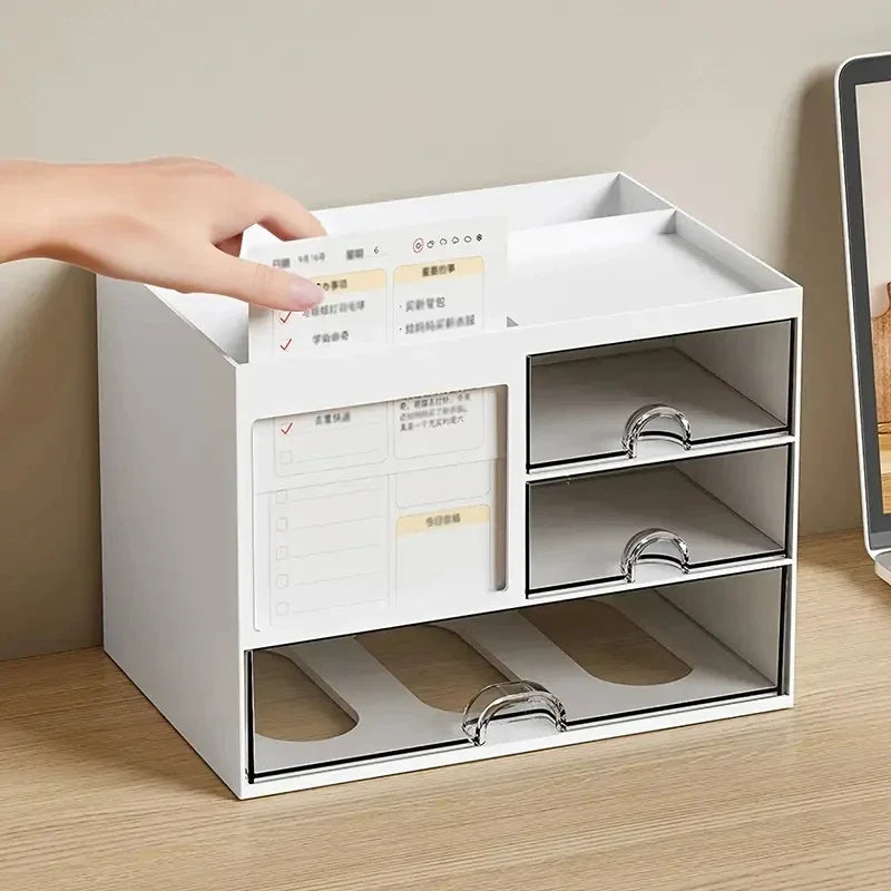 Desk Organizer Box - Desktop Storage Organizer with Drawer Storage & Reasonable Partition - ZOOMNSTORE