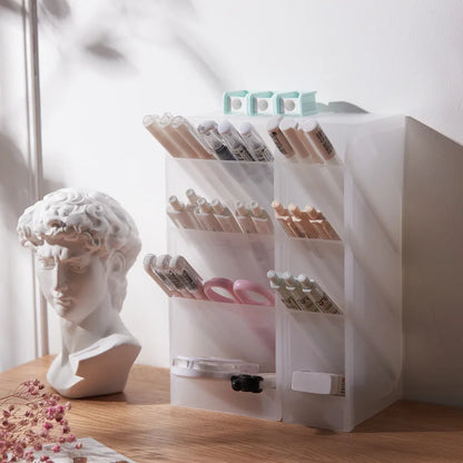 Desktop Organizer - Multifunctional 4 Grid Pen Holder & Makeup Storage Box - ZOOMNSTORE