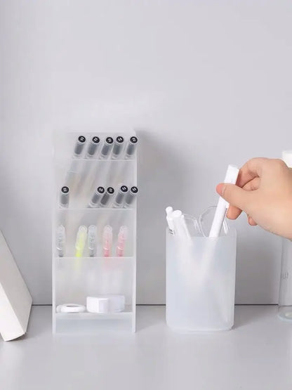 Desktop Organizer - Multifunctional 4 Grid Pen Holder & Makeup Storage Box - ZOOMNSTORE