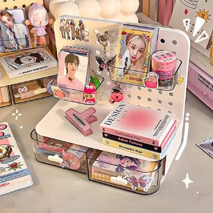 Desktop Storage Rack - Perforated Organizer for Stationery and Cosmetics - ZOOMNSTORE