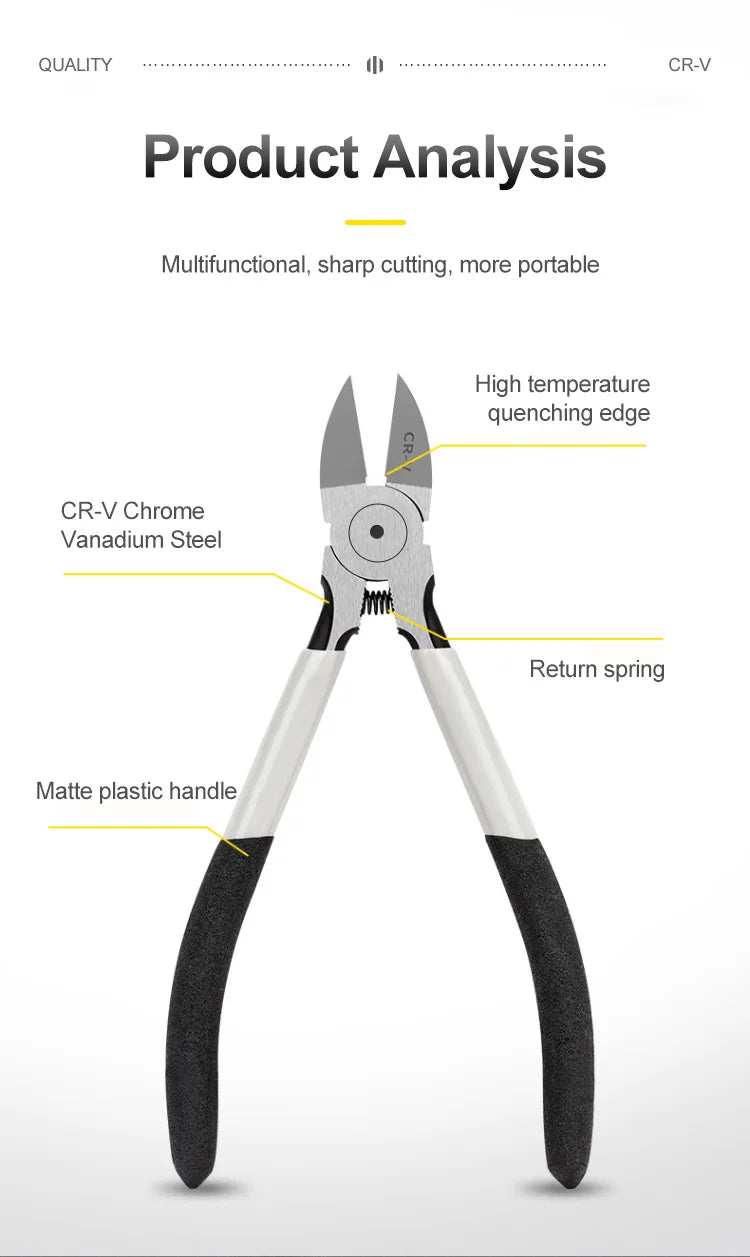Mini Diagonal Pliers - 56 Inch Cr-V Plastic Side Cutter for DIY Repair - ZOOMNSTORE