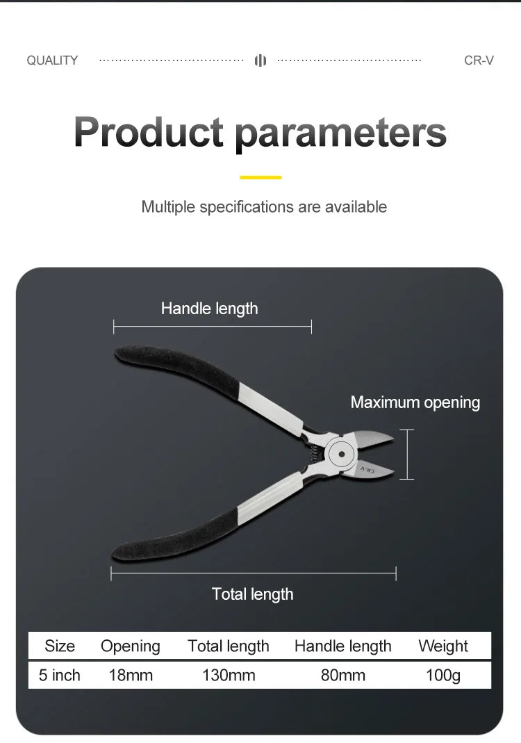 Mini Diagonal Pliers - 56 Inch Cr-V Plastic Side Cutter for DIY Repair - ZOOMNSTORE