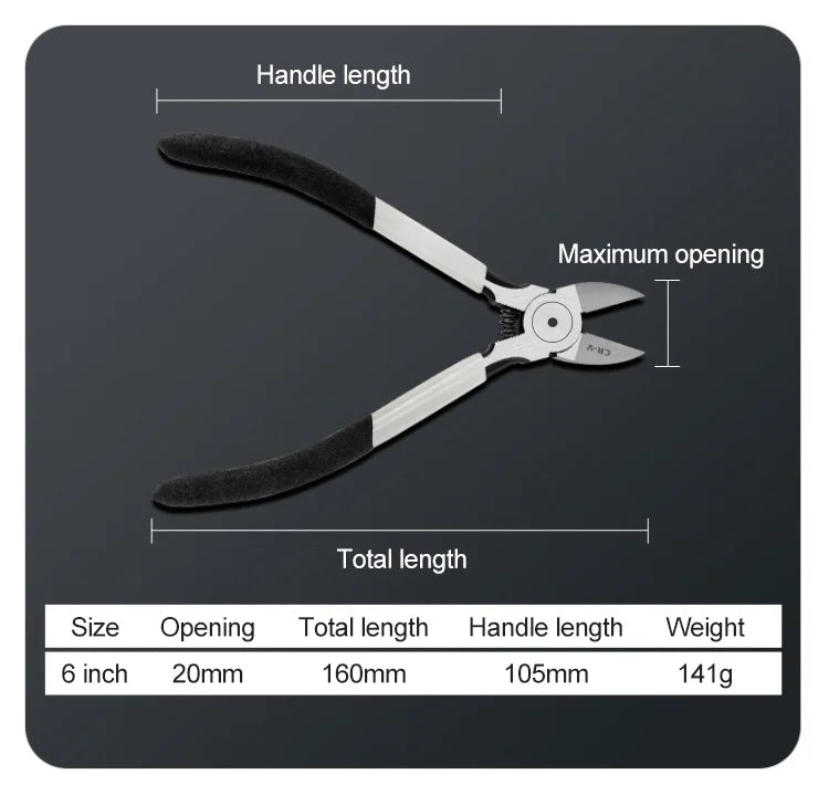 Mini Diagonal Pliers - 56 Inch Cr-V Plastic Side Cutter for DIY Repair - ZOOMNSTORE