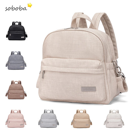 Soboba Stylish Diaper Backpack for Women Solid Fashion Waterproof Large Capacity Multi-funcional Nappy Changing Bag with 2 Strap - ZOOMNSTORE