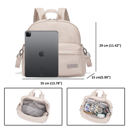 Soboba Stylish Diaper Backpack for Women Solid Fashion Waterproof Large Capacity Multi-funcional Nappy Changing Bag with 2 Strap - ZOOMNSTORE