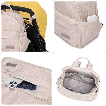 Soboba Stylish Diaper Backpack for Women Solid Fashion Waterproof Large Capacity Multi-funcional Nappy Changing Bag with 2 Strap - ZOOMNSTORE