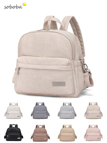 Soboba Stylish Diaper Backpack for Women Solid Fashion Waterproof Large Capacity Multi-funcional Nappy Changing Bag with 2 Strap - ZOOMNSTORE