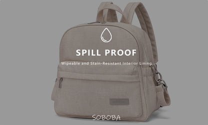 Soboba Stylish Diaper Backpack for Women Solid Fashion Waterproof Large Capacity Multi-funcional Nappy Changing Bag with 2 Strap - ZOOMNSTORE