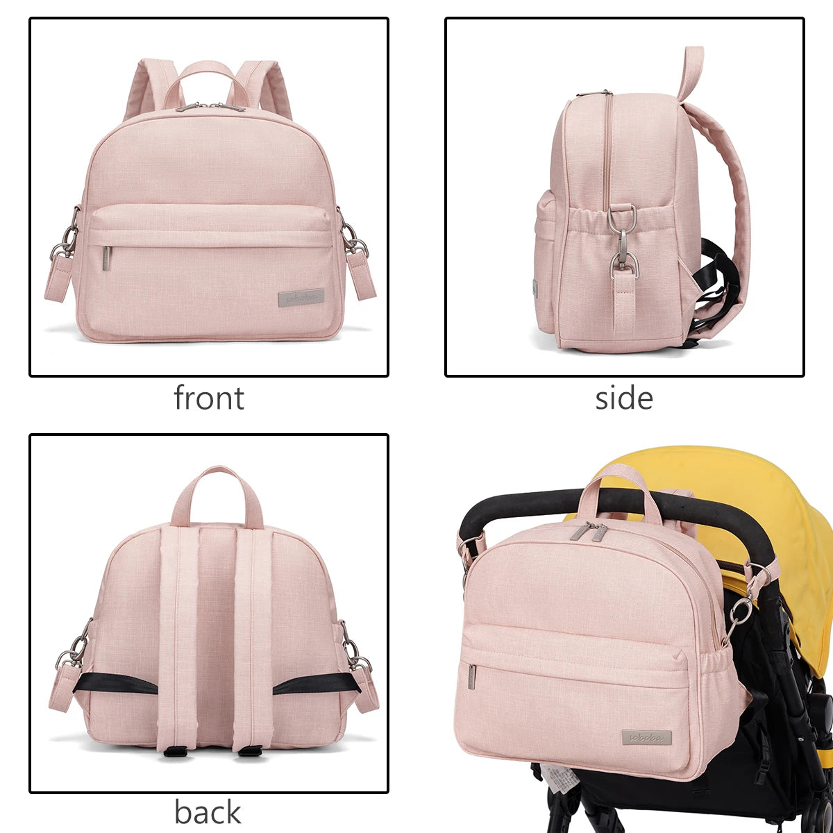Soboba Stylish Diaper Backpack for Women Solid Fashion Waterproof Large Capacity Multi-funcional Nappy Changing Bag with 2 Strap - ZOOMNSTORE