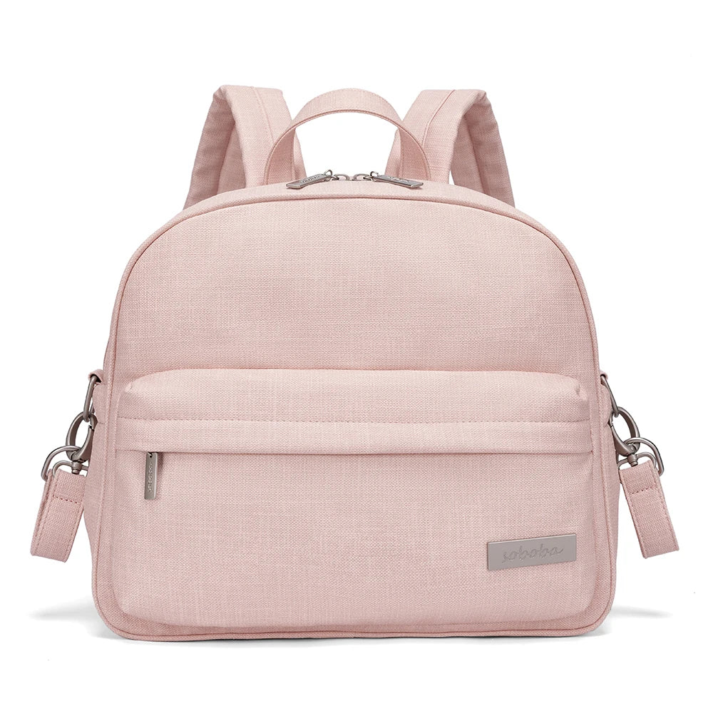 Soboba Stylish Diaper Backpack for Women Solid Fashion Waterproof Large Capacity Multi-funcional Nappy Changing Bag with 2 Strap - ZOOMNSTORE