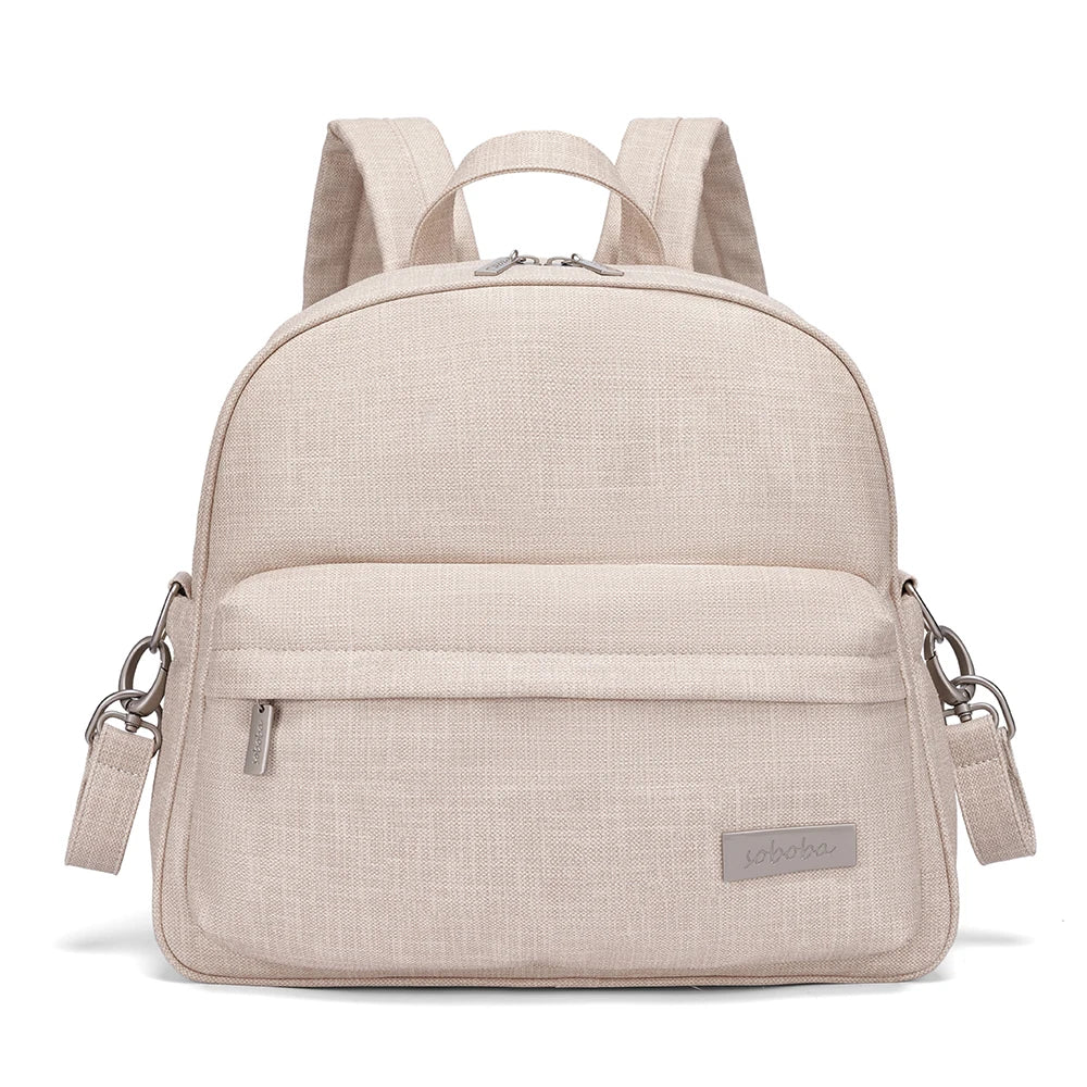 Soboba Stylish Diaper Backpack for Women Solid Fashion Waterproof Large Capacity Multi-funcional Nappy Changing Bag with 2 Strap - ZOOMNSTORE