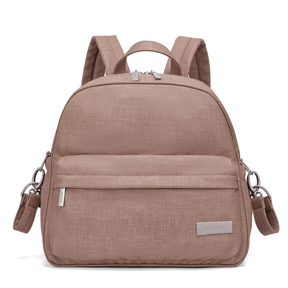 Soboba Stylish Diaper Backpack for Women Solid Fashion Waterproof Large Capacity Multi-funcional Nappy Changing Bag with 2 Strap - ZOOMNSTORE