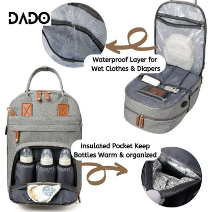 Diaper Bag Backpack Baby Essentials Travel Tote Multifunction Waterproof with Changing Station Pad Stroller Straps Big for Mommy - ZOOMNSTORE
