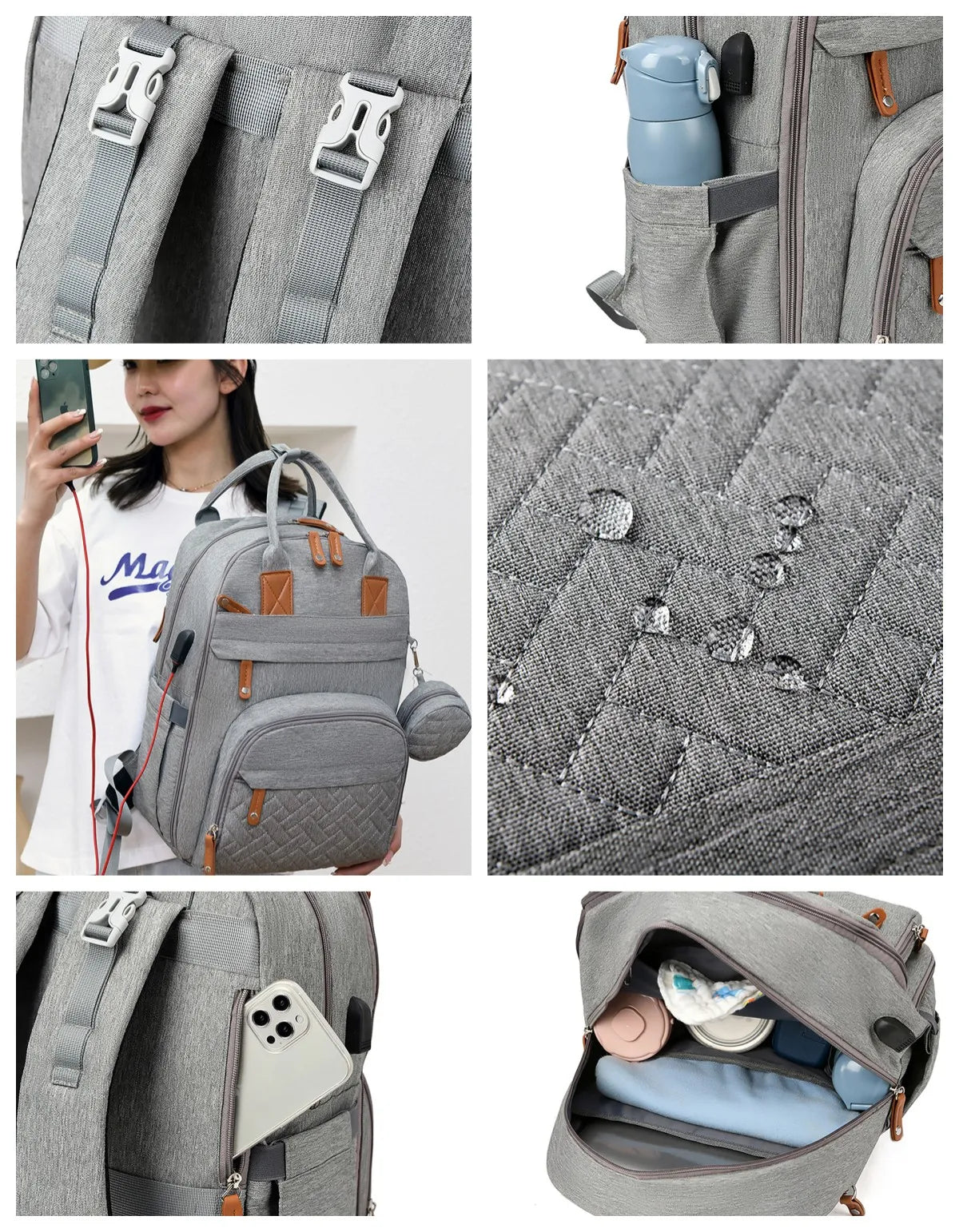 Diaper Bag Backpack Baby Essentials Travel Tote Multifunction Waterproof with Changing Station Pad Stroller Straps Big for Mommy - ZOOMNSTORE