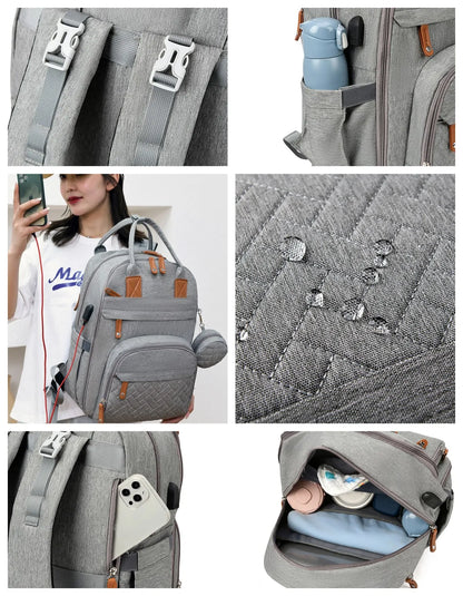 Diaper Bag Backpack Baby Essentials Travel Tote Multifunction Waterproof with Changing Station Pad Stroller Straps Big for Mommy - ZOOMNSTORE
