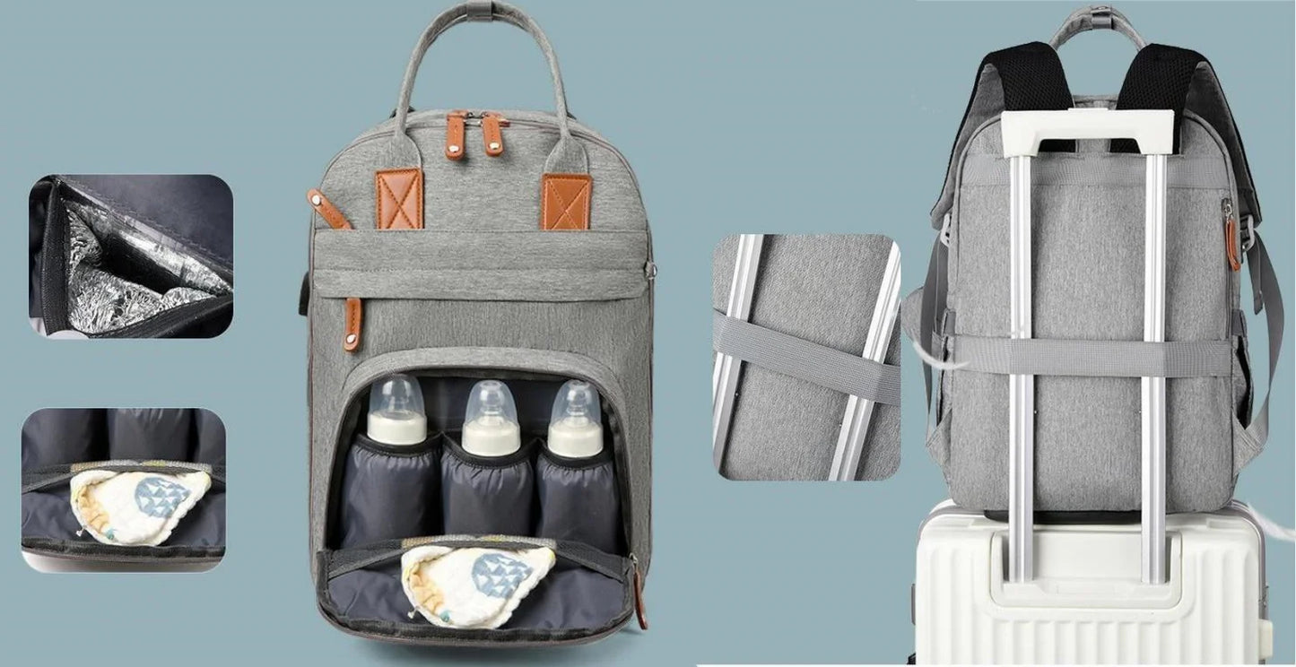Diaper Bag Backpack Baby Essentials Travel Tote Multifunction Waterproof with Changing Station Pad Stroller Straps Big for Mommy - ZOOMNSTORE