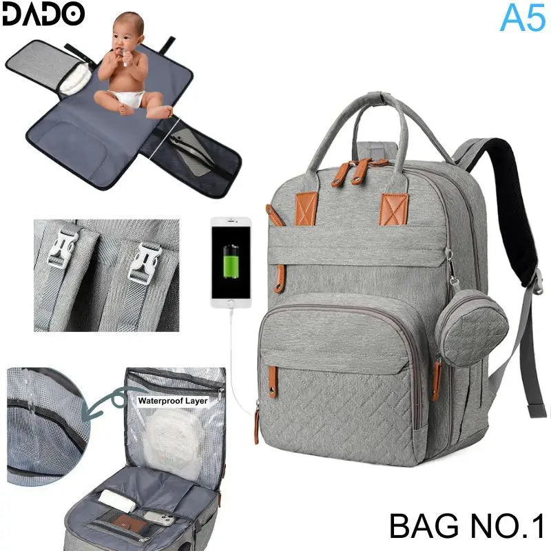 Diaper Bag Backpack Baby Essentials Travel Tote Multifunction Waterproof with Changing Station Pad Stroller Straps Big for Mommy - ZOOMNSTORE