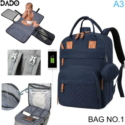 Diaper Bag Backpack Baby Essentials Travel Tote Multifunction Waterproof with Changing Station Pad Stroller Straps Big for Mommy - ZOOMNSTORE