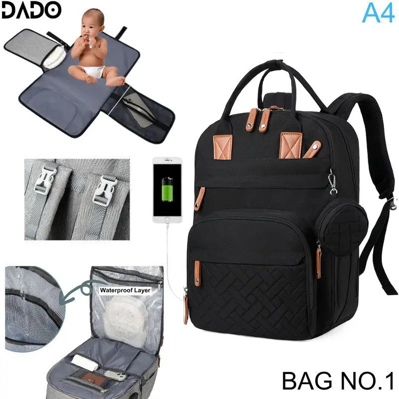 Diaper Bag Backpack Baby Essentials Travel Tote Multifunction Waterproof with Changing Station Pad Stroller Straps Big for Mommy - ZOOMNSTORE