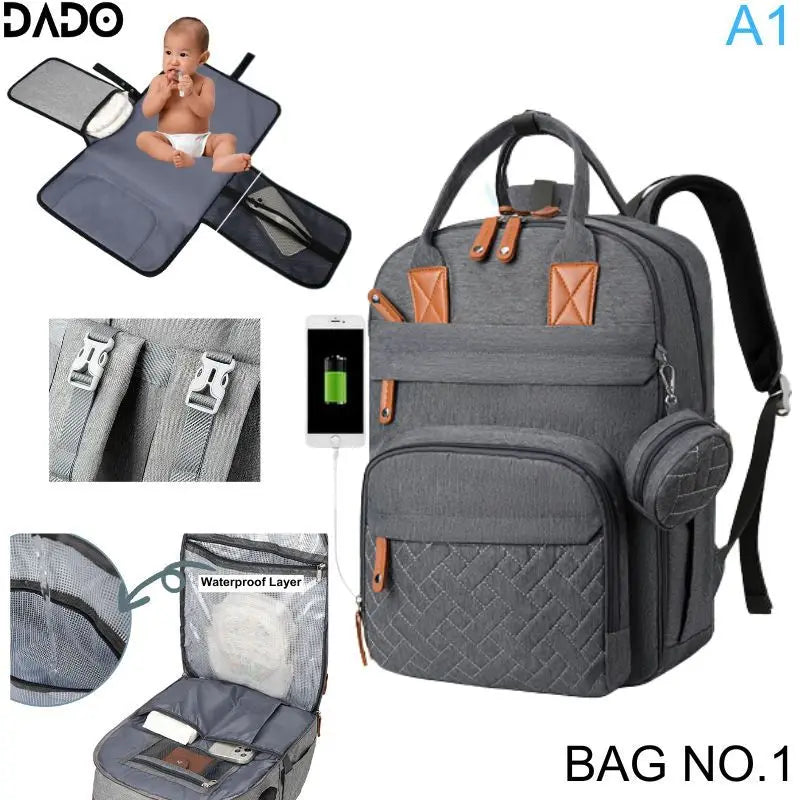 Diaper Bag Backpack Baby Essentials Travel Tote Multifunction Waterproof with Changing Station Pad Stroller Straps Big for Mommy - ZOOMNSTORE