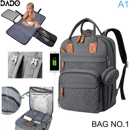 Diaper Bag Backpack Baby Essentials Travel Tote Multifunction Waterproof with Changing Station Pad Stroller Straps Big for Mommy - ZOOMNSTORE