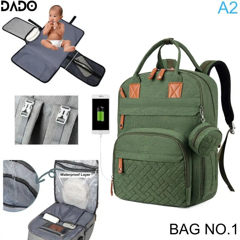 Diaper Bag Backpack Baby Essentials Travel Tote Multifunction Waterproof with Changing Station Pad Stroller Straps Big for Mommy - ZOOMNSTORE
