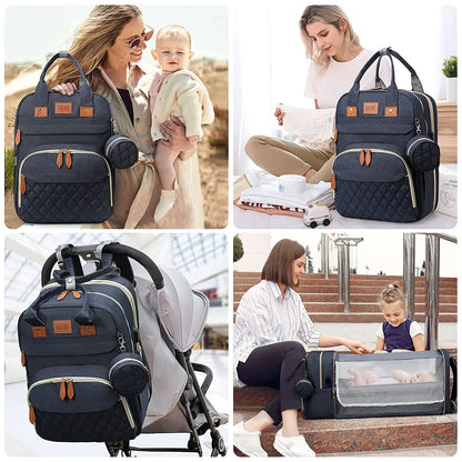 3 In 1 Diaper Bag Backpack Foldable Baby Bed Waterproof Travel Bag with USB Charge Diaper Bag Backpack with Changing Bed 3 types - ZOOMNSTORE