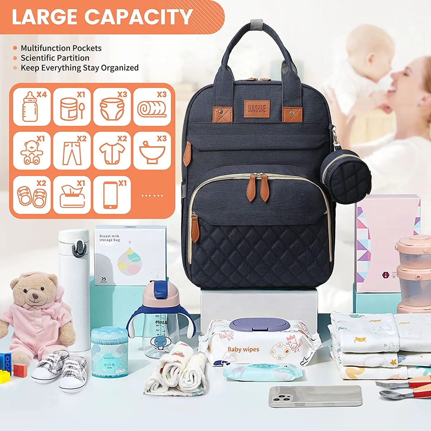 3 In 1 Diaper Bag Backpack Foldable Baby Bed Waterproof Travel Bag with USB Charge Diaper Bag Backpack with Changing Bed 3 types - ZOOMNSTORE