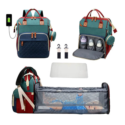 3 In 1 Diaper Bag Backpack Foldable Baby Bed Waterproof Travel Bag with USB Charge Diaper Bag Backpack with Changing Bed 3 types - ZOOMNSTORE
