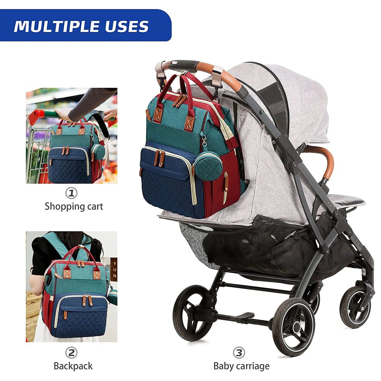 3 In 1 Diaper Bag Backpack Foldable Baby Bed Waterproof Travel Bag with USB Charge Diaper Bag Backpack with Changing Bed 3 types - ZOOMNSTORE