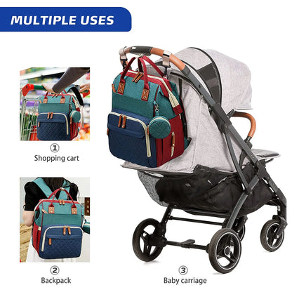 3 In 1 Diaper Bag Backpack Foldable Baby Bed Waterproof Travel Bag with USB Charge Diaper Bag Backpack with Changing Bed 3 types - ZOOMNSTORE