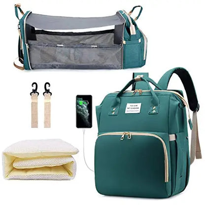 3 In 1 Diaper Bag Backpack Foldable Baby Bed Waterproof Travel Bag with USB Charge Diaper Bag Backpack with Changing Bed 3 types - ZOOMNSTORE
