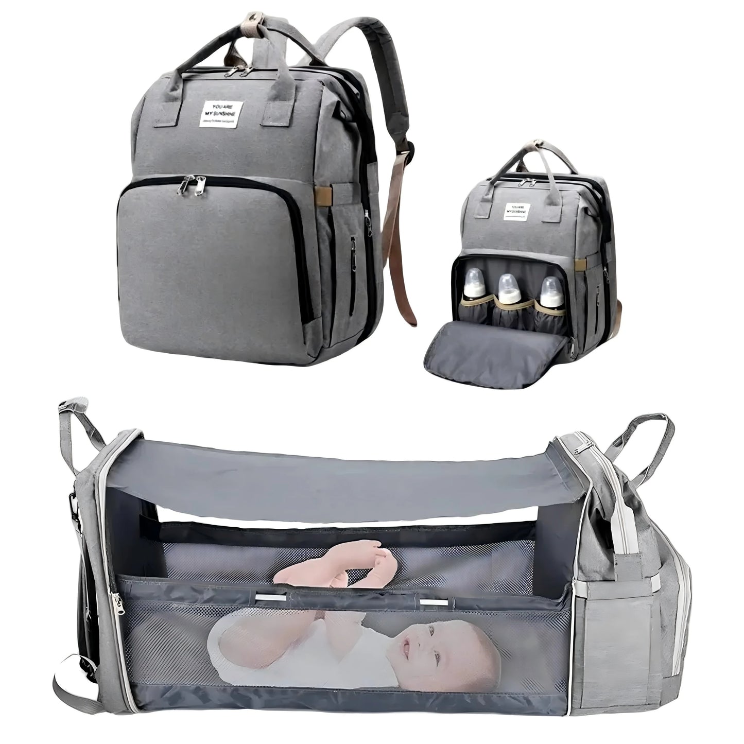 3 In 1 Diaper Bag Backpack Foldable Baby Bed Waterproof Travel Bag with USB Charge Diaper Bag Backpack with Changing Bed 3 types - ZOOMNSTORE