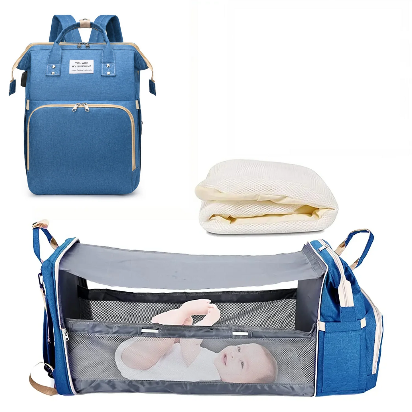 3 In 1 Diaper Bag Backpack Foldable Baby Bed Waterproof Travel Bag with USB Charge Diaper Bag Backpack with Changing Bed 3 types - ZOOMNSTORE