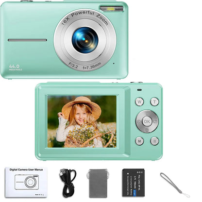 HD 1080P Compact Digital Camera - 44MP Rechargeable Camera with 16x Zoom for Kids  Beginners - ZOOMNSTORE