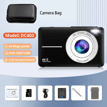 HD 1080P Compact Digital Camera - 44MP Rechargeable Camera with 16x Zoom for Kids  Beginners - ZOOMNSTORE