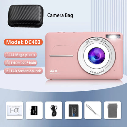 HD 1080P Compact Digital Camera - 44MP Rechargeable Camera with 16x Zoom for Kids  Beginners - ZOOMNSTORE