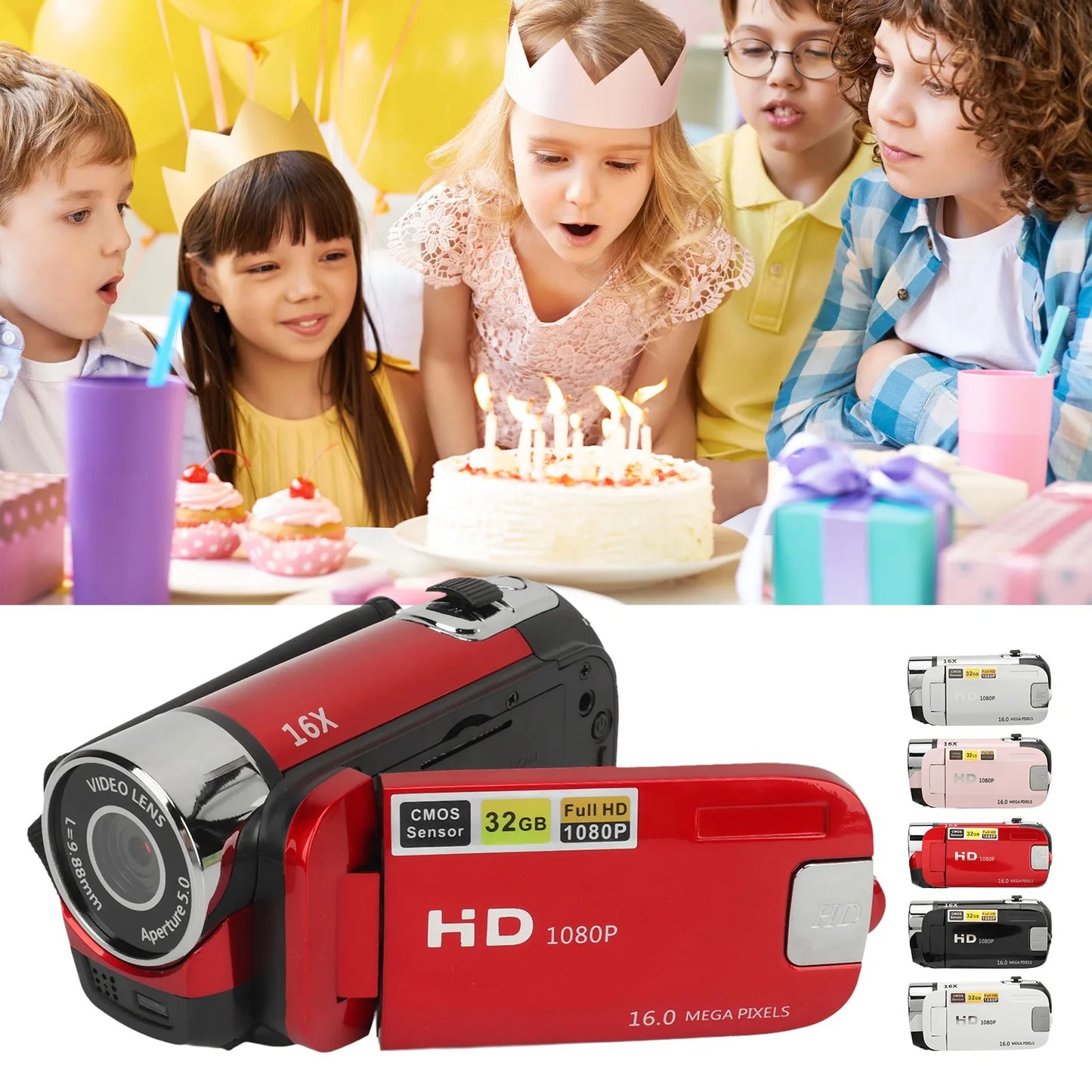 D90 1080P 16MP Digital Camera - 16X Zoom Camcorder with Rotatable Screen and Fill Light - ZOOMNSTORE