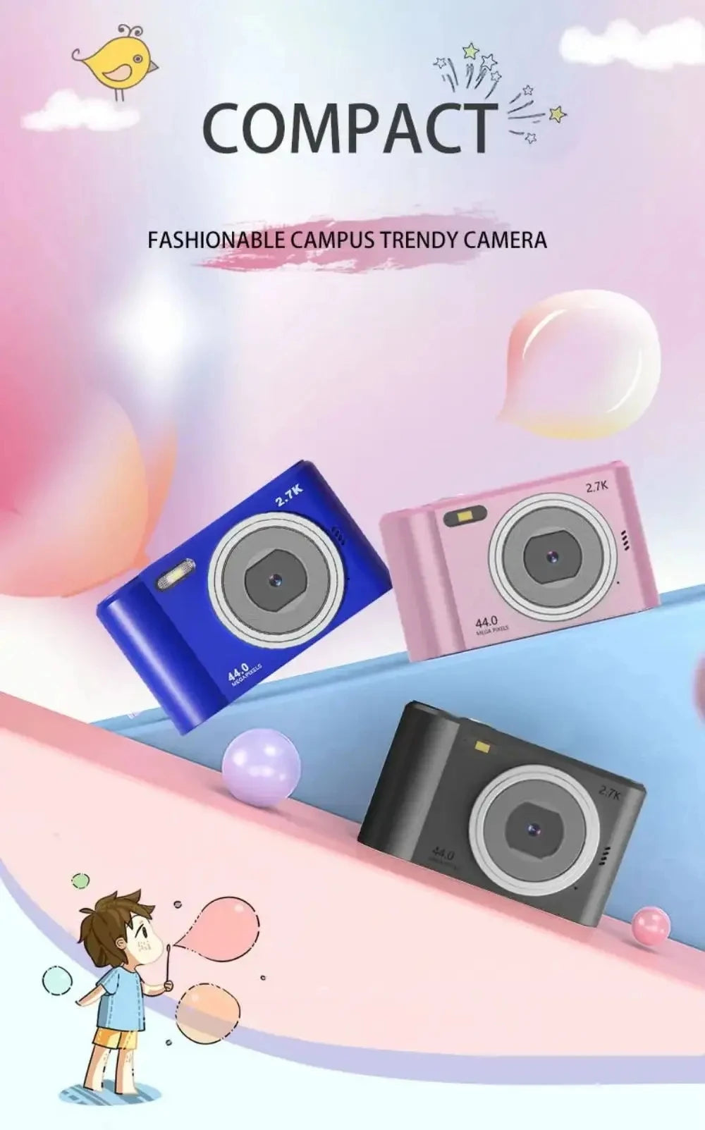 Digital Camera For Kids - Compact 1080P Beginner Camera With Autofocus Zoom Lens - ZOOMNSTORE