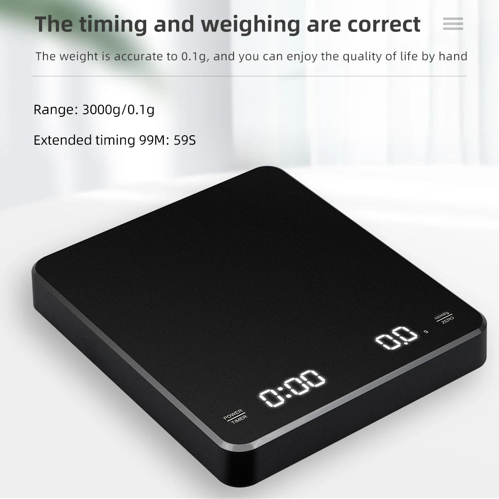 Digital Coffee Scale - High Precision 0.1g Accuracy Kitchen Weighing Scale with Timer - ZOOMNSTORE