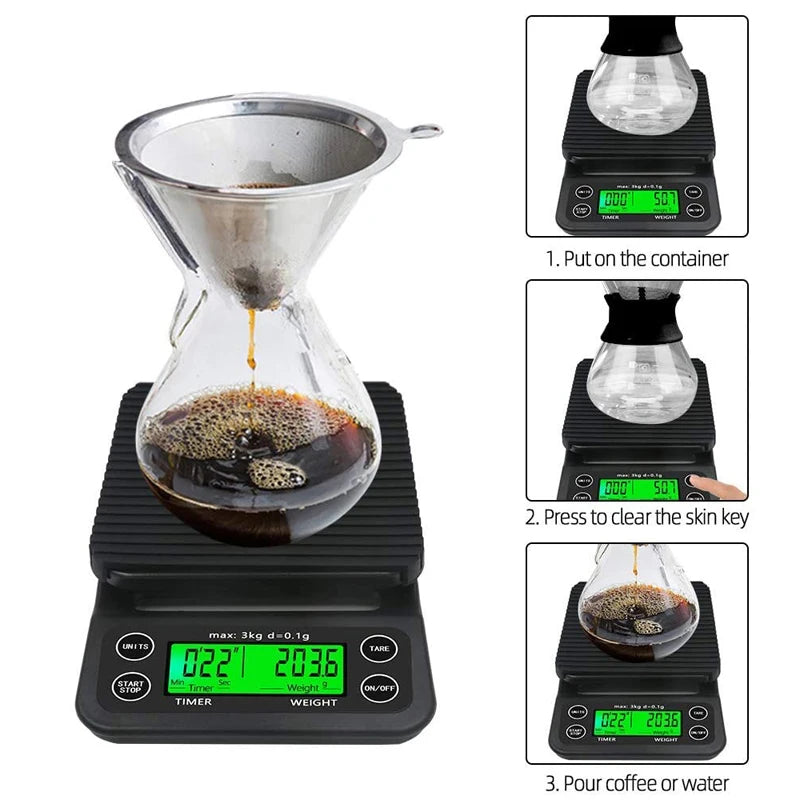 Digital Coffee Scale – Precision Coffee Scale With Timer, Measures Up To 5kg ABS Plastic - ZOOMNSTORE