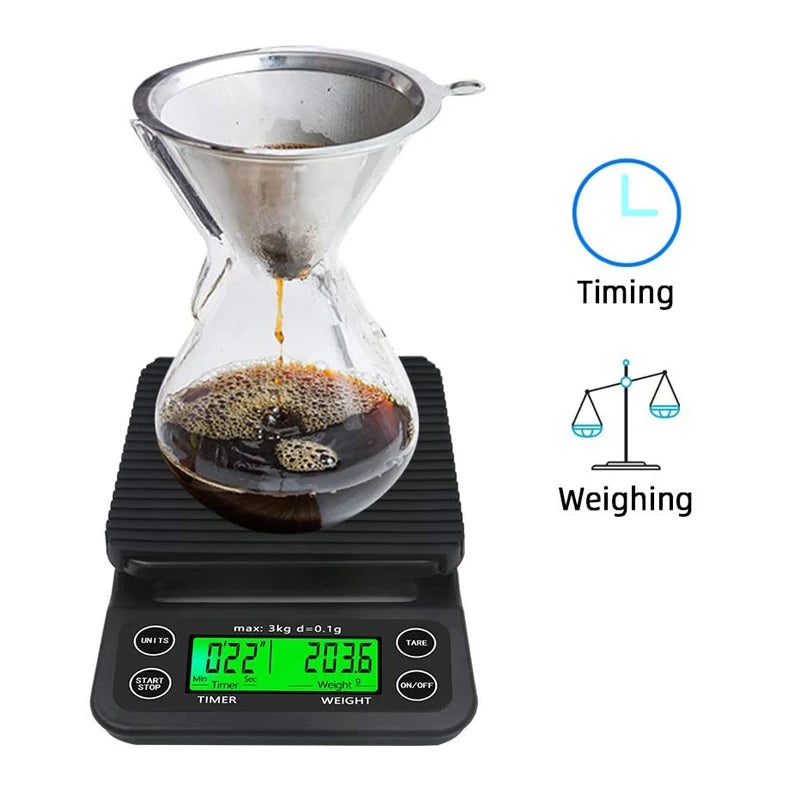 Digital Coffee Scale – Precision Coffee Scale With Timer, Measures Up To 5kg ABS Plastic - ZOOMNSTORE